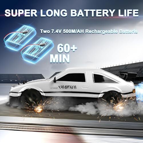 ماشین کنترل از راه دور ماشین RC Drift ماشین 1:16 مقیاس 4WD 18KM/H مدل ماشین با سرعت بالا 2.4GHz با چراغ LED اسپری لاستیک تایر مسابقه ای ماشین اسباب بازی اسپرت برای بزرگسالان پسر دختر هدیه بچه ها 2 عدد باتری قابل شارژ Image