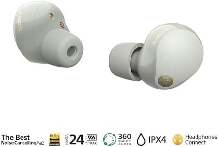 هدفون بی‌سیم واقعی سونی WF-1000XM5 با قابلیت حذف نویز و دستیار صوتی الکسا، نقره‌ای