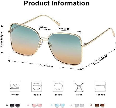 عینک آفتابی SOJOS Fashion Square Aviators برای زنان با لنز آینه تخت SJ1082 Image