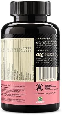 Optimum Nutrition (ON) Opti-Women، ویتامین C، روی و D برای حمایت از سیستم ایمنی کپسول مکمل مولتی ویتامین روزانه زنان با 23 ویتامین و مواد معدنی / 600 میلی گرم اسید فولیک / 18 میلی گرم آهن - 120 کپسول Image