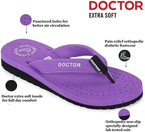 DOCTOR EXTRA SOFT Ortho Care زنانه ارتوپدی و دیابتی احساس خوب فوق العاده راحت Dr Sliders فلیپ فلاپ و دمپایی خانه برای زنان و دختران OR-D-16 Image