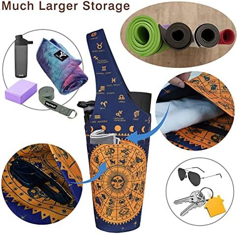 کیف مت یوگا چاپ شده مد روز با جیب کناری بزرگ و جیب زیپ دار کیف یوگا بلند و مناسب تشک های بزرگ - دارای لوازم جانبی یوگا بیشتر Image