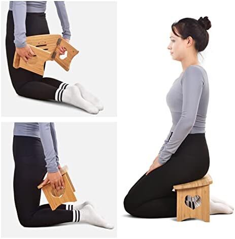 نیمکت مدیتیشن تاشو زانویی مدیتیشن مدیتیشن نیمکت زانو زدن مدفوع بامبو نیمکت یوگا برای تمرین طولانی مدت شامل صندلی سیزا تاشو برای یوگا مدیتیشن یا دعا Image