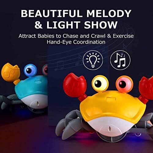 AliAliAli Baby Educational Electric Runaway Led And Music Crab Toy, 1 2 3 Years (فیروزه ای) - آبی Image