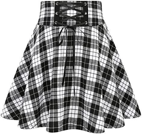 دامن های کوتاه چهارخانه گوتیک IDEALSANXUN برای دامن های چهارخانه کمر بلند زنانه Image