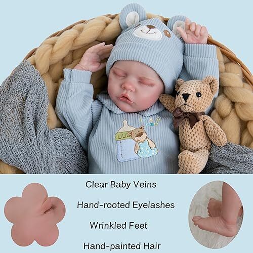 عروسک‌های Aori Lifelike Reborn Baby Doll - عروسک واقعی نوزاد عروسک تولد واقعی، همراه با کیت تغذیه و جعبه هدیه Image