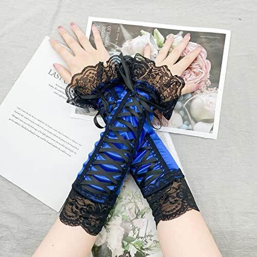 دستکش زنانه بدون انگشت JISEN با آرنج بند استیمپانک گرم کننده بازو Image