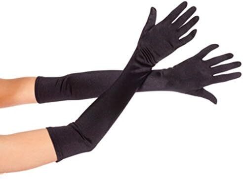 دستکش 21 اینچی برای مهمانی عصرانه زنانه DreamHigh دستکش ساتن بلند مشکی/سفید Image