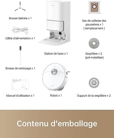 جاروبرقی رباتی Dreame L10 Ultra با عملکرد تی کشی و تخلیه خودکار، تی خودتمیزکن، ناوبری LDS، قدرت مکش 5300Pa، نقشه‌برداری 3D و کنترل اپلیکیشن، سفید Image