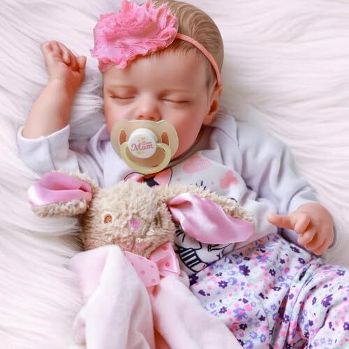 ADFO Lifelike Reborn Baby Dolls Twinnie - Girl 17-Inch - Soft Body Realistic-Newborn Baby Dolls Full Vinyl Body Poseable Baby Girl with Feeding Kit Gift Box for Kids Age 3+ Image