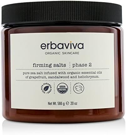 نمک حمام سفت کننده Erbaviva، 20 اونس، دم کرده با اسانس های گریپ فروت و رزماری - نمک های دریایی آرامش بخش برای نرمی پوست - حمام درمانی ارگانیک