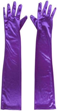 دستکش 21 اینچی برای مهمانی عصرانه زنانه DreamHigh دستکش ساتن بلند مشکی/سفید Image