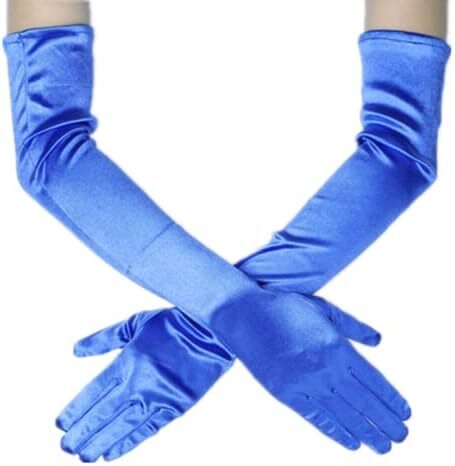 دستکش 21 اینچی برای مهمانی عصرانه زنانه DreamHigh دستکش ساتن بلند مشکی/سفید Image