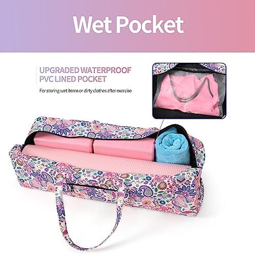 بولدر بی | کیف تشک یوگا | حصیر بزرگ یوگا با جیب خیس | هدایای یوگا | کیف ورزشی زنانه Image