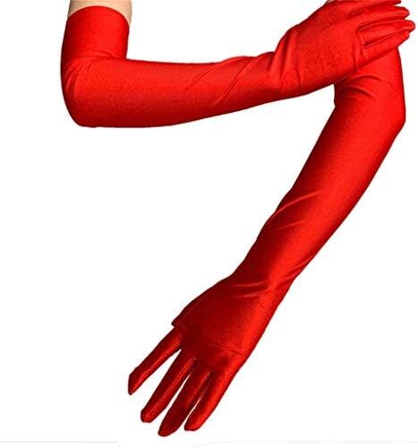 دستکش 21 اینچی برای مهمانی عصرانه زنانه DreamHigh دستکش ساتن بلند مشکی/سفید Image