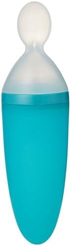 Boon Squirt Silicone Baby Food Dispensing Spoon – Mess-Free, One-Handed Feeding – Soft & Safe Baby Spoon – BPA-Free, Dishwasher Safe, Ideal for New Born Led Weaning, Blue Image