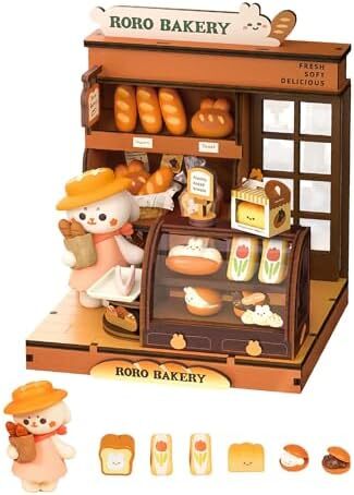 خانه عروسکی چوبی RORO Bakery Mini Friends Series Doll House هدایای تولد کریسمس برای دختران بازی Cosplay Toy دکوراسیون خانه