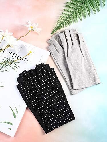 دستکش بدون انگشت Maxdot ضد لغزش محافظ UV دستکش رانندگی تابستانی در فضای باز برای زنان و دختران Image