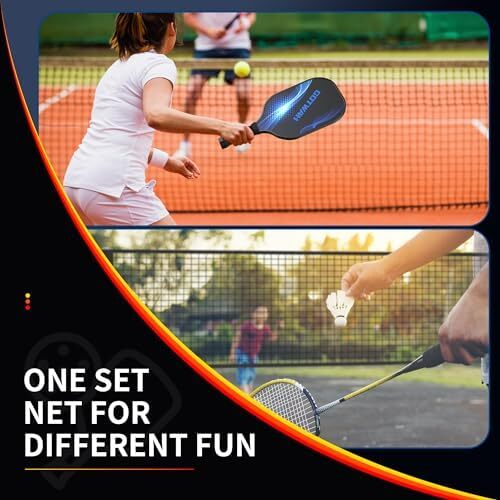 ست توپ ترشی قابل حمل GOTWAH با توری برای درایو - سیستم توری با سایز تنظیمی 22FT و دست و پاچه های فایبر گلاس مجموعه 4 و 4 توپ ترشی فضای باز و 4 توپ ترشی داخلی و 2 کیسه Image