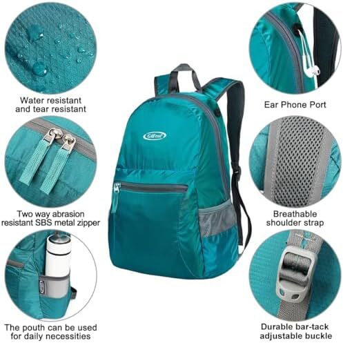 کوله‌پشتی ضدآب بسیار سبک تاشو G4Free کوچک 20 لیتری برای کمپینگ زنانه دوچرخه‌سواری مردانه Image