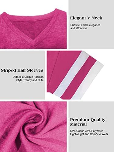 تی‌شرت زنانه یقه گرد/ویژه زنانه زنانه نیم‌آستین تی‌شرت‌های بیسبال سایز بزرگ تاپ‌های تونیک Image