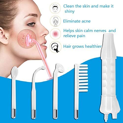 دستگاه الکتروتراپی نور قرمز دستی Beauenty، دستگاه صورت با فرکانس بالا ۴ در ۱، دستگاه درمان پوست قابل حمل با ۴ لوله شیشه‌ای - چوب دستی فرکانس بالا (قرمز)