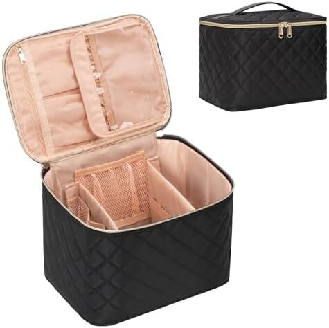 کیف آرایشی OCHEAL، کیف های آرایشی مسافرتی بزرگ زنانه قابل شستشو، سازمان دهنده کیف آرایشی - بزرگ، مشکی Image