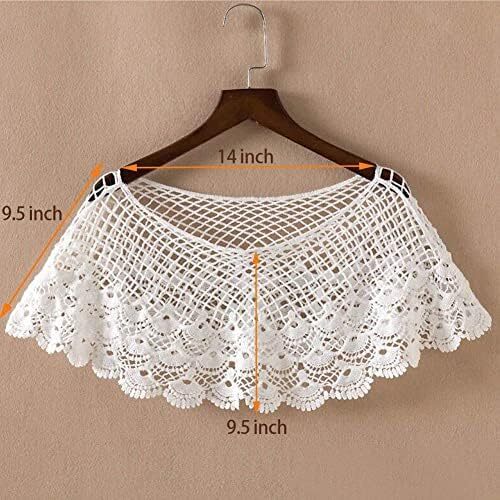 شال زنانه توری آستین کوتاه شانه ای بوهو شنل بولرو بلیزر کاور ژاکت کش باف پشمی عروس Image