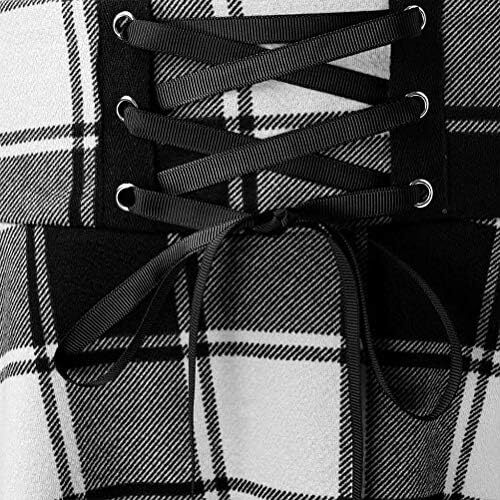 دامن های کوتاه چهارخانه گوتیک IDEALSANXUN برای دامن های چهارخانه کمر بلند زنانه Image