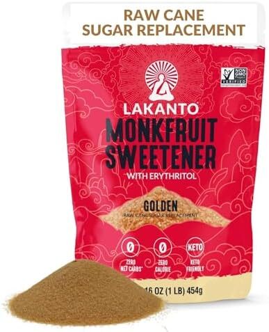 شیرین کننده میوه مومک کلاسیک لاکانتو - جایگزین شکر سفید، بدون کالری، مناسب برای رژیم کتو، بدون کربوهیدرات خالص، بدون قند، جایگزین شکر (طلایی سفید - ۴۵۴ گرم)