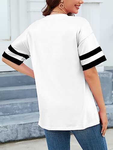 تی‌شرت زنانه یقه گرد/ویژه زنانه زنانه نیم‌آستین تی‌شرت‌های بیسبال سایز بزرگ تاپ‌های تونیک Image