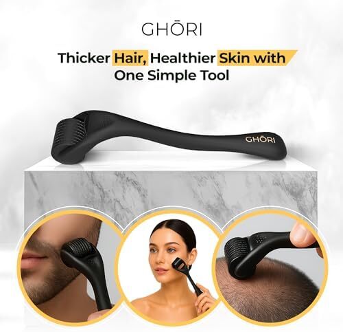 درما رولر 0.50 میلی‌متر | با 540 میکرونیدل تیتانیوم | میکرونیدل پریمیوم برای مردان و زنان | رولر پوست سر، صورت و بدن | درمان رشد مجدد مو | ایمن و مؤثر برای استفاده