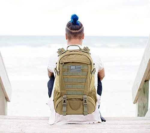 کوله پشتی تاکتیکی Jueachy برای مردان Molle Military Rocksack Pack 30L ضد آب با پچ پرچم ایالات متحده آمریکا Image