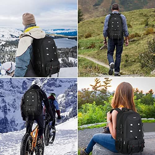 کوله پشتی مسافرتی XQXA، کوله پشتی پیاده روی ضد آب با ظرفیت 45 لیتری کوله پشتی لپ تاپ 17.3 اینچی مردانه کوله پشتی کوهنوردی زنانه برای کمپینگ ورزشی در فضای باز Image