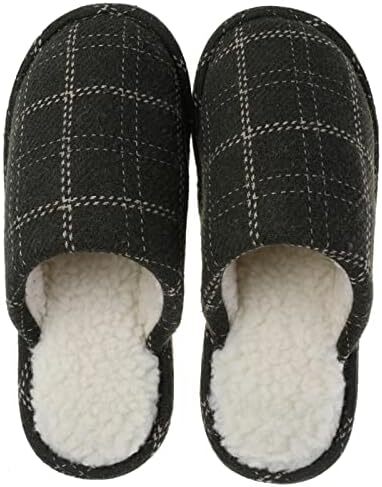 دمپایی خانگی نخی سبک ژاپنی KIZQYN دمپایی داخلی چهارخانه مردانه دمپایی زیر ضخیم گرم زمستانی دمپایی بدون لیز کفش خانگی (رنگ: سبز، سایز کفش: XL (مناسب 39-40)) Image