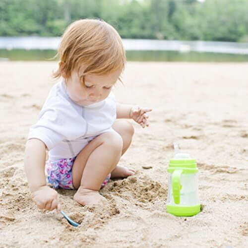 Green Sprouts baby Glass Sip & Straw Cup, 6 Months +, Light Lime, Piece of 1 Image