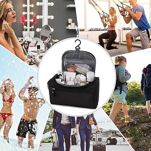 کیف لوازم آرایش مردانه، زنانه تینی آویز ضد آب کیف لوازم آرایشی نایلونی سازمان دهنده مسافرتی کیف لوازم آرایشی واش مورد نیاز (مشکی) Image