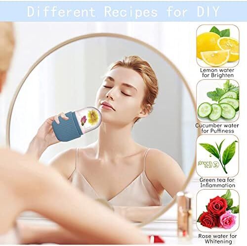 غلتک یخ نیووانت برای صورت - ماساژ زیبایی صورت، مکعب درخشان برای مراقبت از پوست، کاهش چین و چروک دور چشم و پف آکنه (آبی) Image