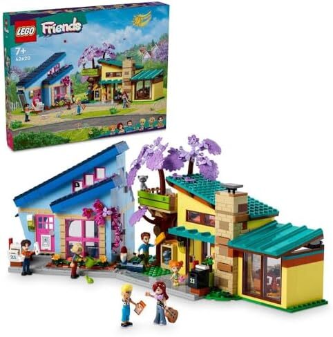 LEGO Friends Olly and Paisley's Family Houses، ست عروسک اسباب بازی برای دختران، پسران و کودکان 7 ساله به علاوه با شخصیت های عروسک کوچک، لوازم جانبی و اسباب بازی های حیوانات خانگی برای نقش بازی، هدایای تولد 42620