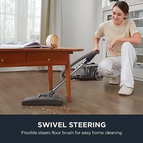 جاروبرقی بدون کیسه یورکا، جارو سبک برای فرش و کف‌های سخت، نقره‌ای با مشکی Image