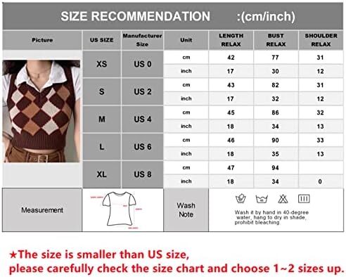جلیقه ژاکت بافتنی Hyipels Argyle زنانه Y2K لباس بافتنی چهارخانه مدل لباس بافتنی Preppy Style V یقه تاپ تانک دخترانه Image
