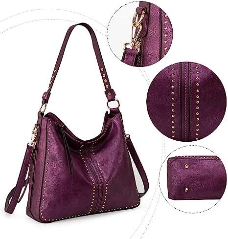 کیف دستی زنانه مونتانا West Hobo کیف های بزرگ و کیف های دستی با گل میخ و بند کراس بادی Image