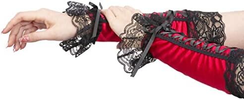 دستکش زنانه بدون انگشت JISEN با آرنج بند استیمپانک گرم کننده بازو Image