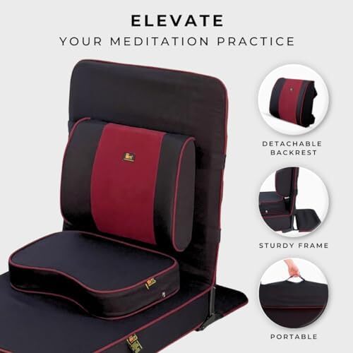 FOM (دوستان مدیتیشن) ® صندلی مدیتیشن بودا آرامش‌بخش بسیار بزرگ. صندلی کف / صندلی یوگا / صندلی مدیتیشن با تکیه گاه پشتی و کوسن مدیتیشن / صندلی مدیتیشن Image