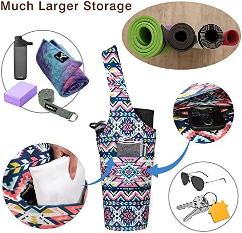 کیف مت یوگا چاپ شده مد روز با جیب کناری بزرگ و جیب زیپ دار کیف یوگا بلند و مناسب تشک های بزرگ - دارای لوازم جانبی یوگا بیشتر Image