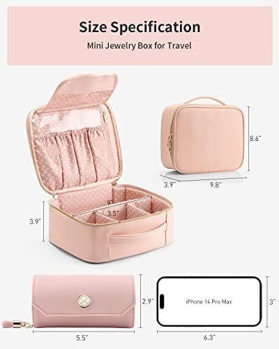 Vlando 1 ست کیف آرایشی و کیف رول جواهرات، کیف مسافرتی چرم PU صورتی Image