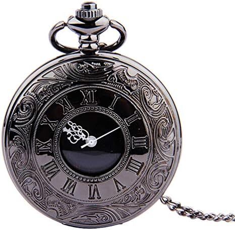 ساعت مچی جیبی مشکی هموبلو برای مردان، ساعت مچی جیبی وینتج با اعداد رومی و اعداد عربی برای روز پدر و تولد Image