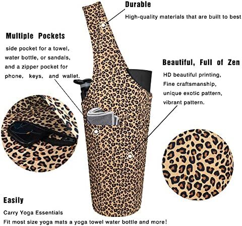 کیف مت یوگا چاپ شده مد روز با جیب کناری بزرگ و جیب زیپ دار کیف یوگا بلند و مناسب تشک های بزرگ - دارای لوازم جانبی یوگا بیشتر Image