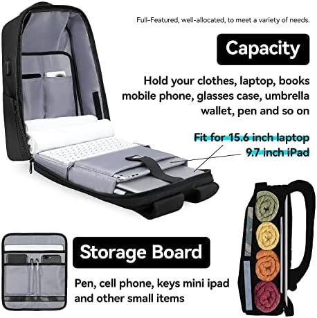 کوله پشتی ضد آب مارک رایدن لپ تاپ 15.6 اینچی برای مدرسه مسافرتی با قفل TSA، مشکی Image