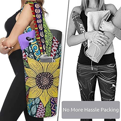 کیف مت یوگا چاپ شده مد روز با جیب کناری بزرگ و جیب زیپ دار کیف یوگا بلند و مناسب تشک های بزرگ - دارای لوازم جانبی یوگا بیشتر Image